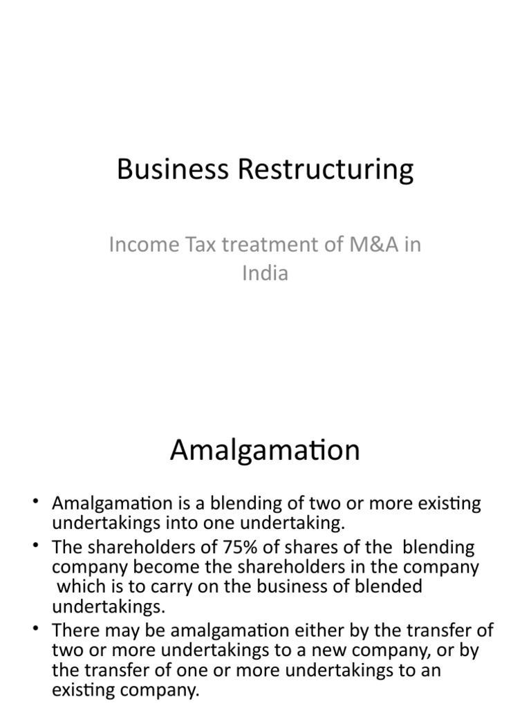 Tax Treatment of Business Restructuring PDF Expense Consolidation