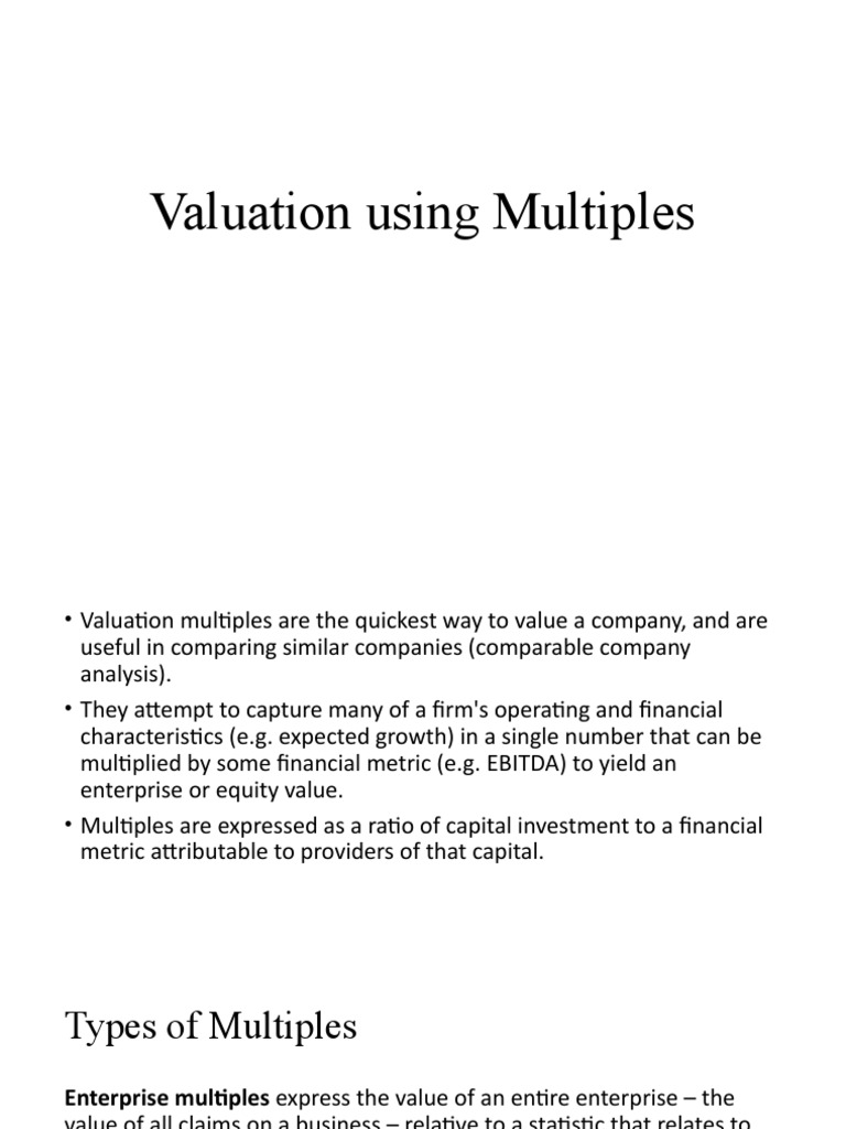 Valuation using multiples PDF Valuation (Finance) PriceEarnings Ratio