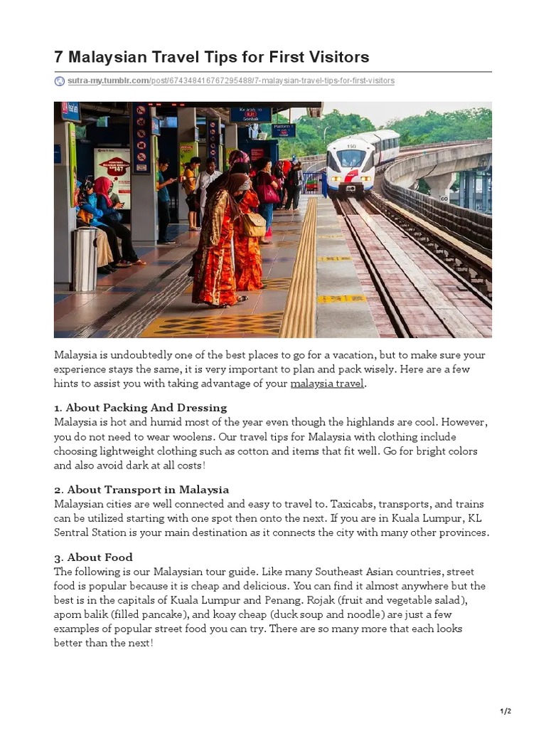 7 Malaysian Travel Tips For First Visitors | PDF | Malaysia