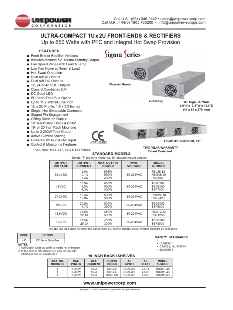 TSG7000-Unipower 48V 10A Rectifier Module | PDF | Rectifier ...