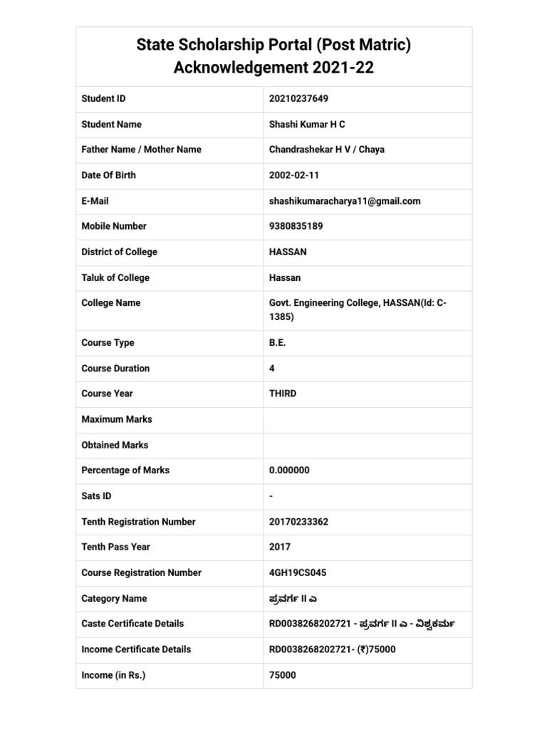 State Scholarship Portal PDF