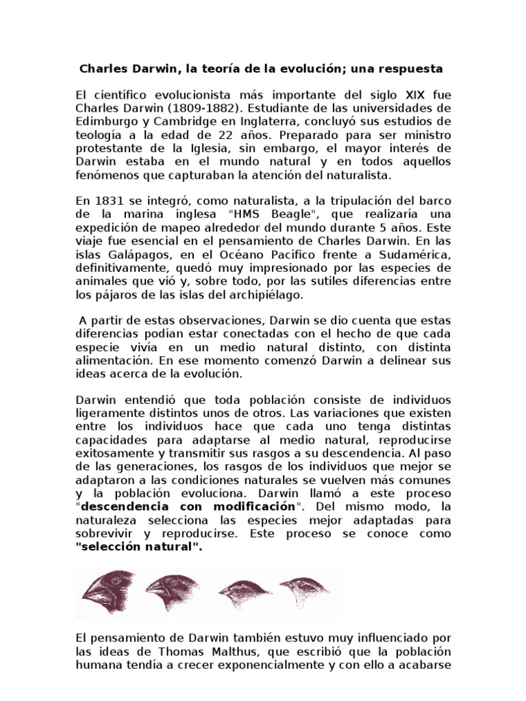 Charles Darwin - Teoria de La Evolucion | PDF | Charles Darwin | Evolución