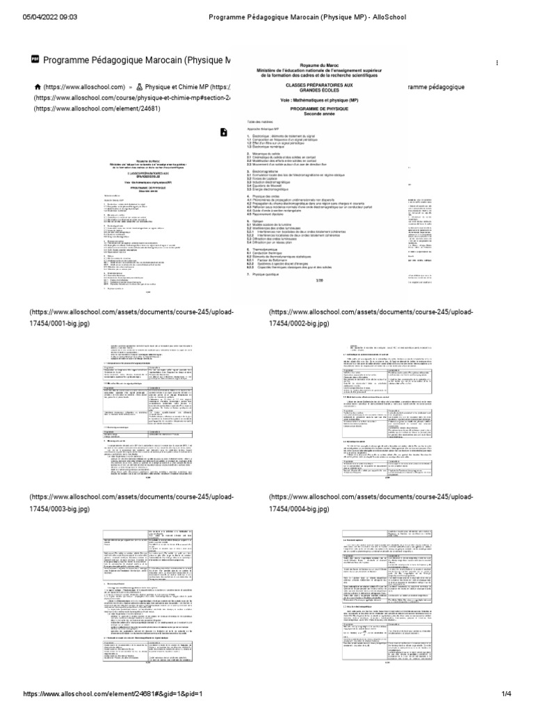 Programme Physique MP - AlloSchool | PDF | Science & Mathematics ...