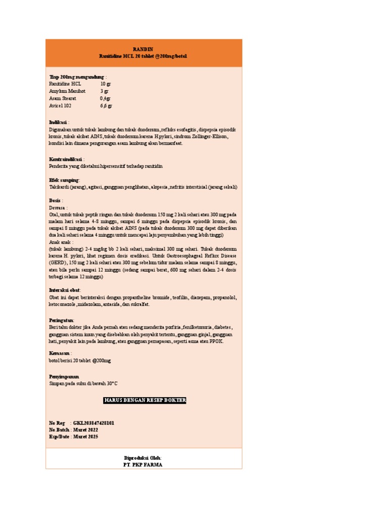 Brosur Ranitidin | PDF