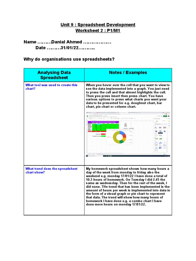 01 Unit 9 Worksheet 2 PDF Spreadsheet Chart