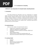 IT 111-Introduction To Computing I. MODULE III - Key Components of A Computer System, Operating Systems