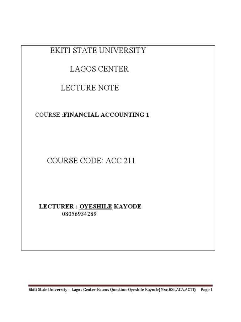 ACC 211 Financial Accounting 1-Ekiti Adealu | PDF | Debits And Credits ...