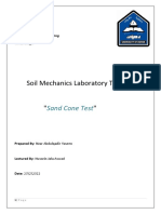 Soil Mechanics Laboratory Tests " ": Sand Cone Test