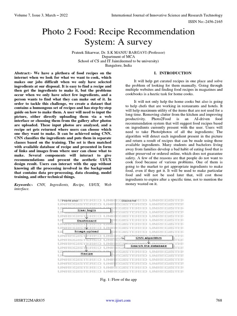 Photo 2 Food Recipe Recommendation System A Survey | PDF