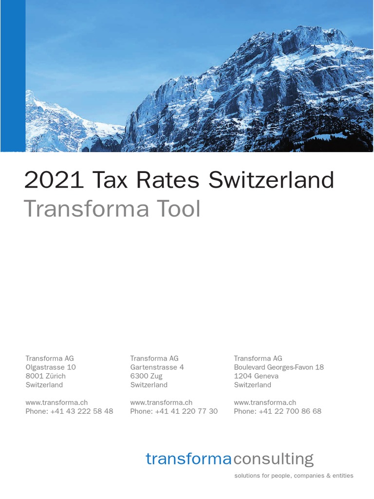 2021 Tax Rates Switzerland Download Free PDF Switzerland Public Finance