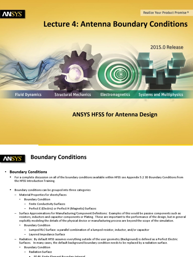 Lecture 4: Antenna Boundary Conditions: ANSYS HFSS For Antenna Design ...