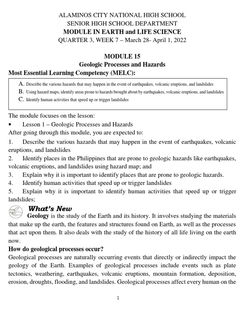 Earth and Life Science W7 Module 15 17 C | PDF | Volcano | Types Of ...