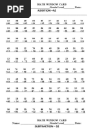 A1 Addition Window Cards for Grade 1 | PDF