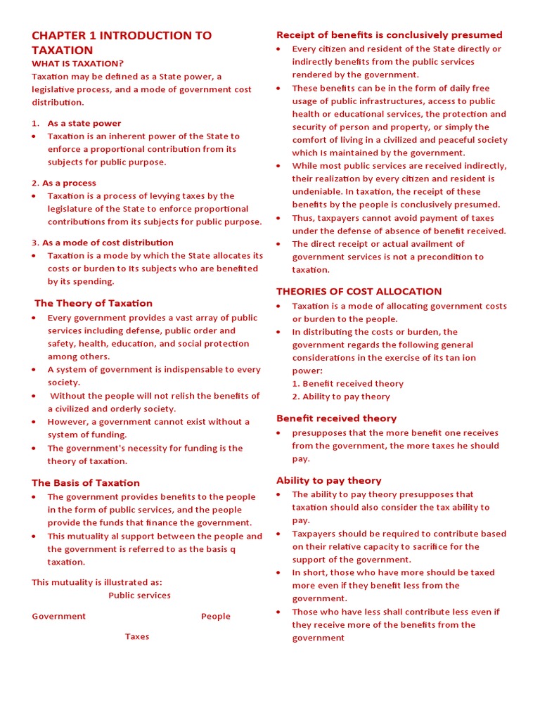 Income Taxation Chapter 1 Notes Pdf Taxes Income Tax