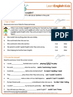 Grammar Practice Modals Could and Couldnt Worksheet