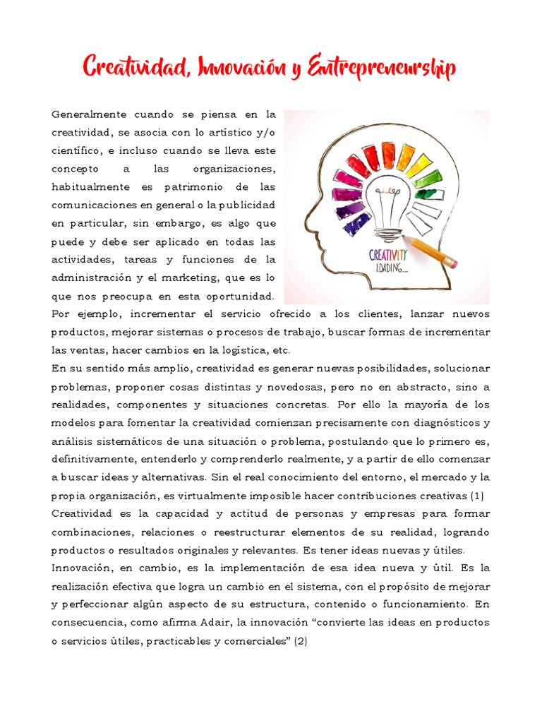 Creatividad e Innovación en Empresas | PDF | Iniciativa empresarial ...