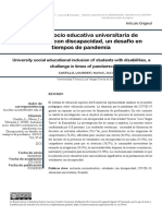 Inclusión Socio Educativa Universitaria de Estudiantes Con Discapacidad, Un Desafío en Tiempos de Pandemia