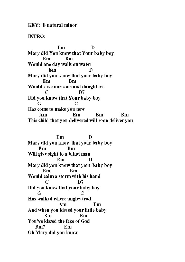 Mary Did You Know Ray Boltz Chords Lyrics PDF