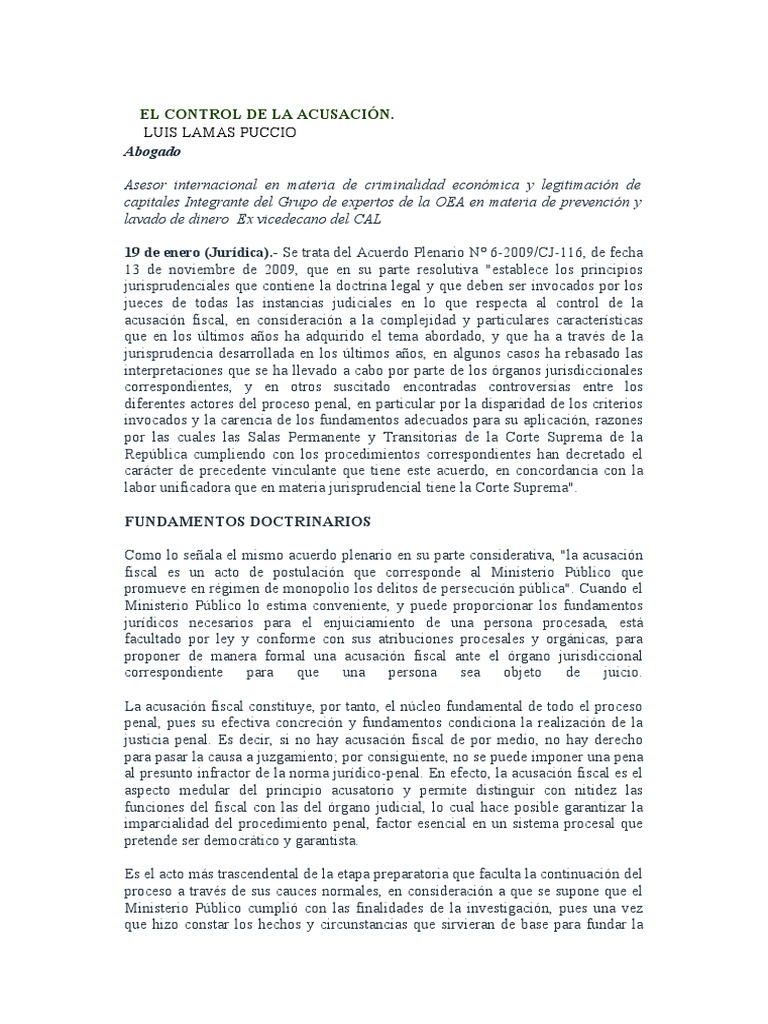 El Control de La Acusación | PDF | Procedimiento Criminal | Derecho penal