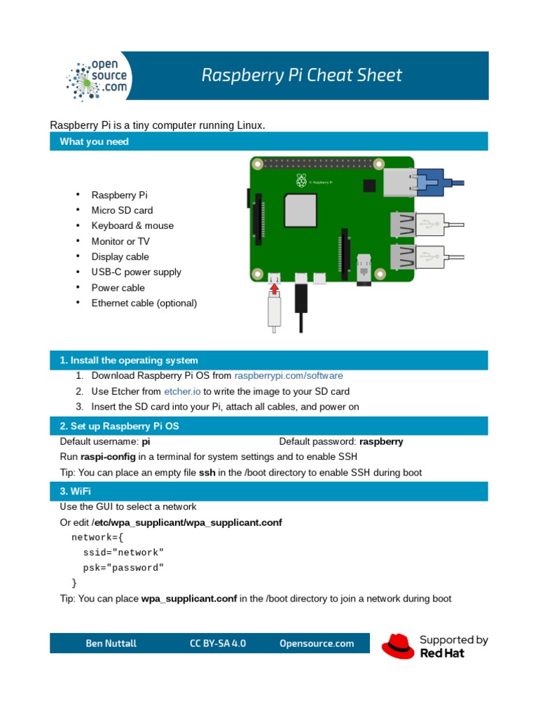 Raspberry Pi Cheatsheet From Opensource - Com | PDF