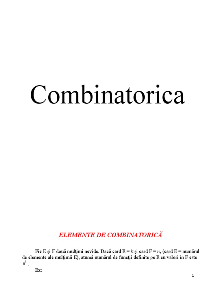 Combinatorica Si Matematici-Financiare 1 | PDF