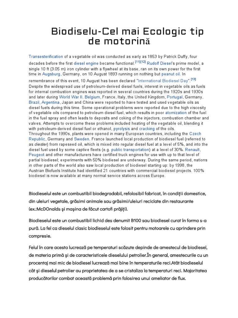 BiodiseluCel Mai Ecologic Tip de Motorină Transesterification Diesel