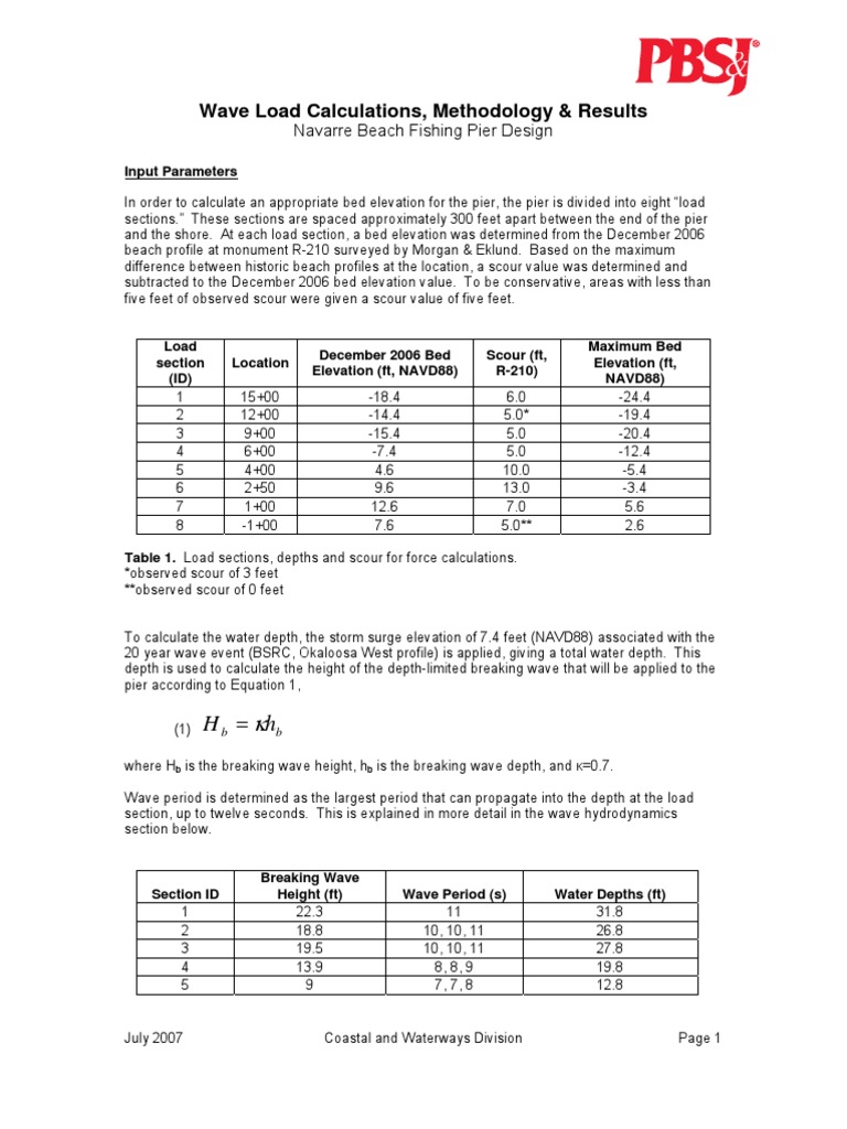 Wave Loads Calculations Waves Wavelength