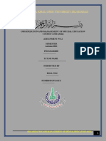 Allama Iqbal Open University Islamabad: Organization and Management of Special Education (3612)
