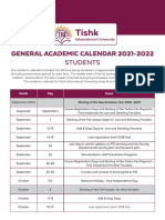 General Academic Calendar 2021-2022: Students