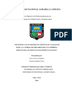 Universidad Nacional Agraria La Molina: Ciclo Optativo de Profesionalización en Gestión de Calidad Total y Productividad