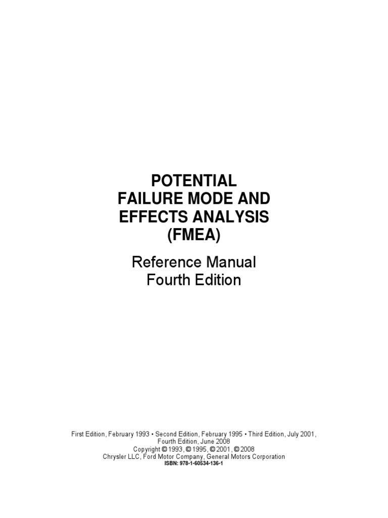 FMEA Reference Manual 4th-Edition-2008 | PDF | Reliability Engineering ...
