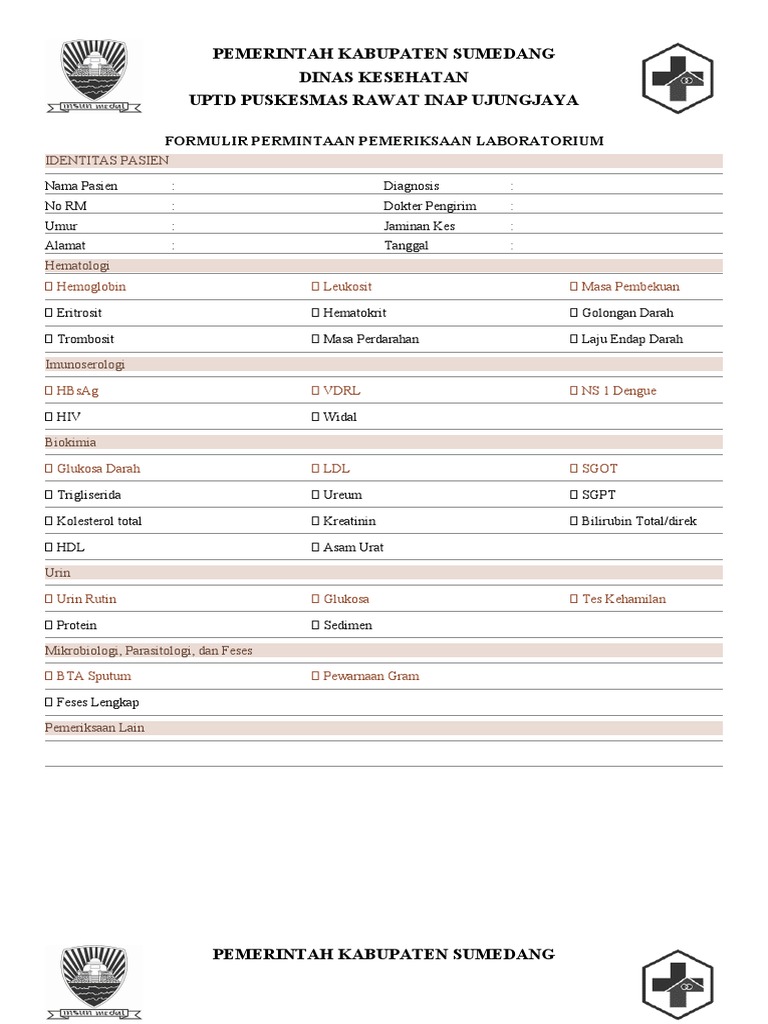 Laboratory Test Request Form PDF