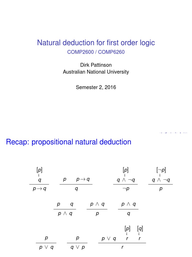 Natural Deduction For First Order Logic Guide Pdf Deductive