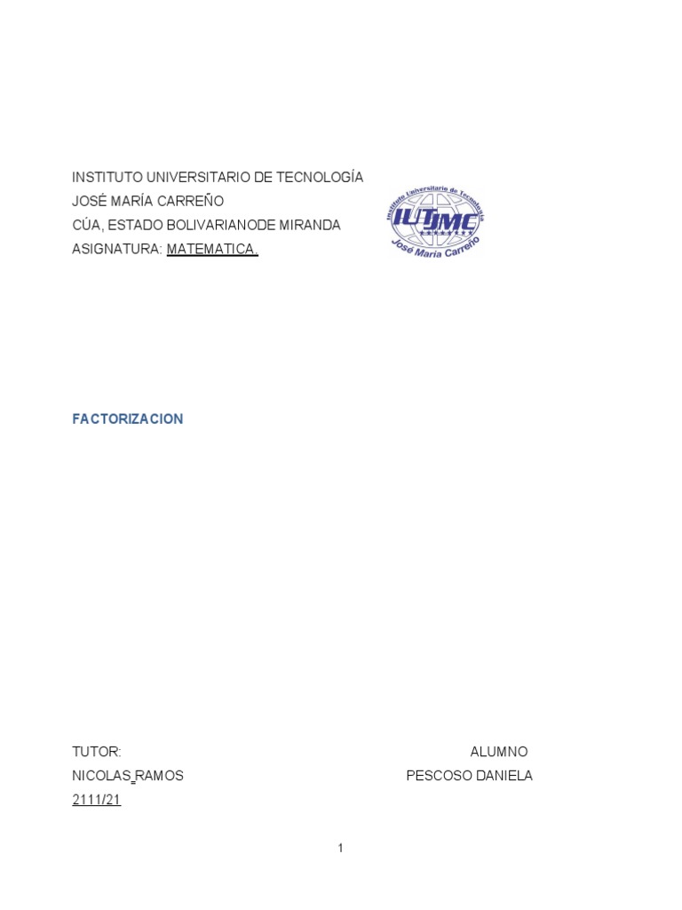 Factorizacion Pdf Factorización Análisis Matemático
