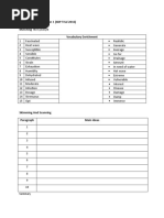 Reading Comprehension 1 (SBP Trial 2016) Matching Vocabulary Enrichment