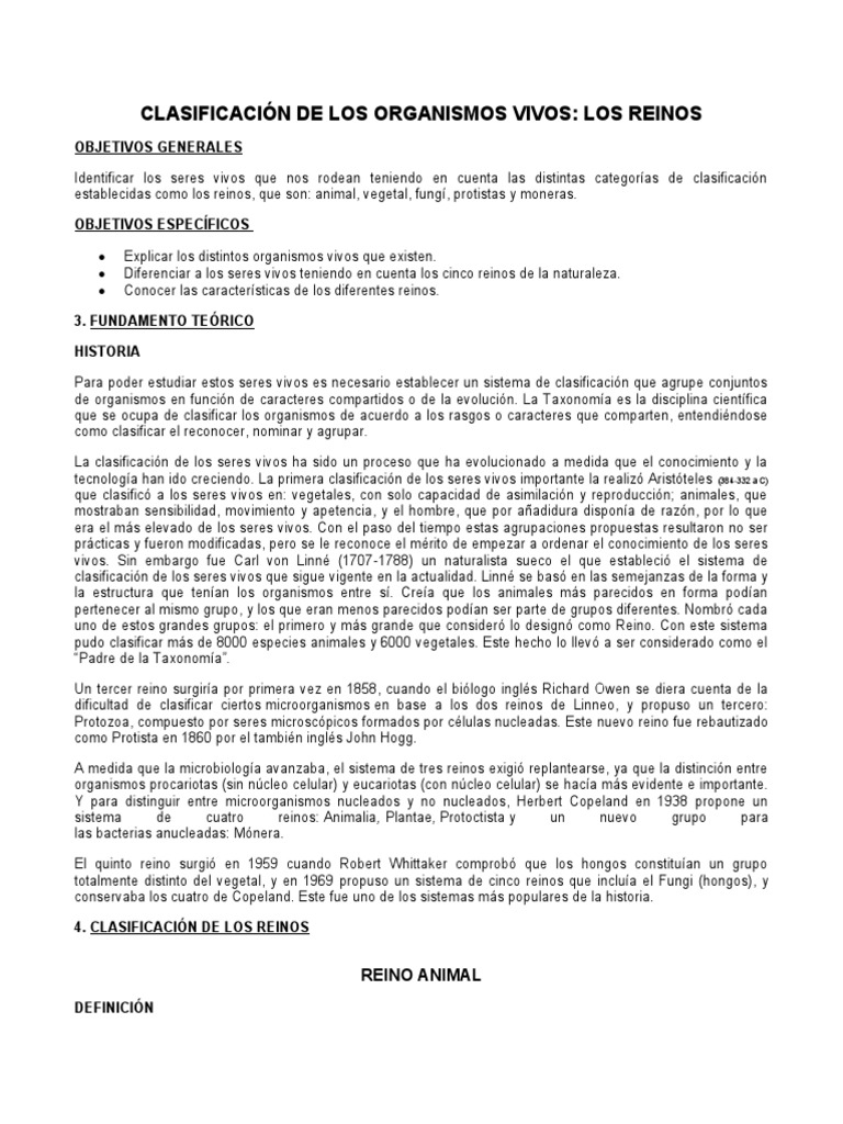 Informe de Clasificacion de Los Organismos Vivos | PDF | Hongo | Biología  Celular)