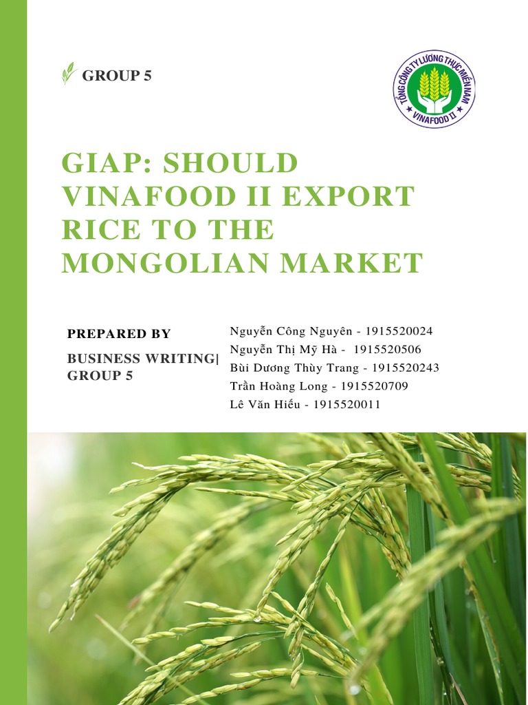 Giap: Should Vinafood Ii Export Rice To The Mongolian Market | PDF