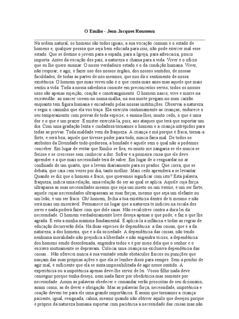 O Emílio Jean Jacques Rousseau Pdf Jean Jacques Rousseau Estado