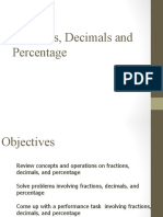 Fractions, Decimals and Percentage