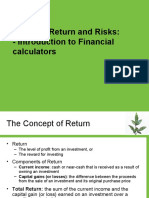 Topic 3 - Return and Risks: - Introduction To Financial Calculators