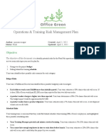 Operations & Training Risk Management Plan: Objective