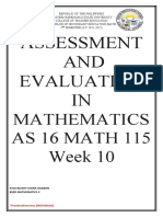 Assessment AND Evaluation IN: Mathematics AS 16 MATH 115 Week 10