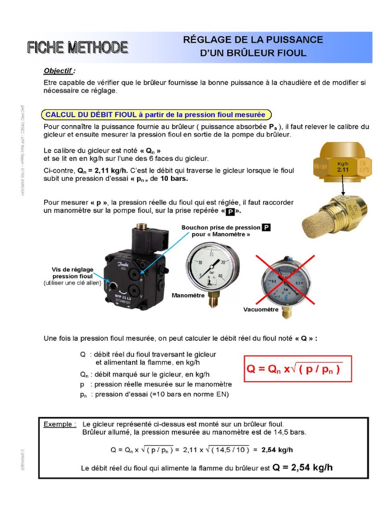 Reglage de La Puissance D'un Brûleur Fioul PDF — free download