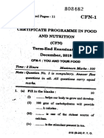 Certificate Programme in Food and Nutrition (CFN) Term-End Examination December, 2019