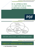 Critical Approaches To Writing A Review, Reaction, and Critique Paper