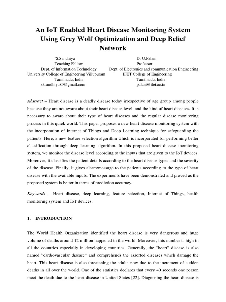 An IoT Enabled Heart Disease Monitoring System Using Grey Wolf ...