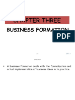 Chapter Three: Business Formation
