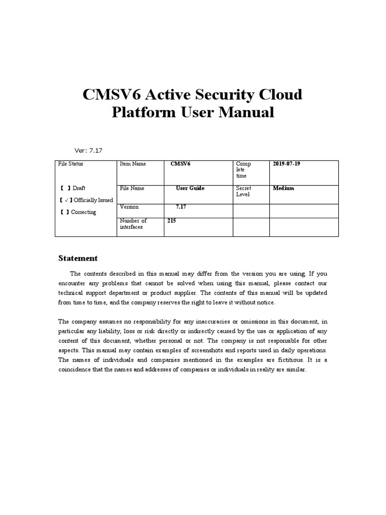 CMSV6 Active Security Cloud Platform User Manual 20190719 | PDF ...