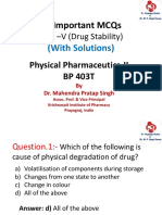 26 Important MCQS: Unit - V (Drug Stability)