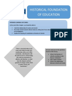 Historical Foundation of Education: Intended Learning Outcomes